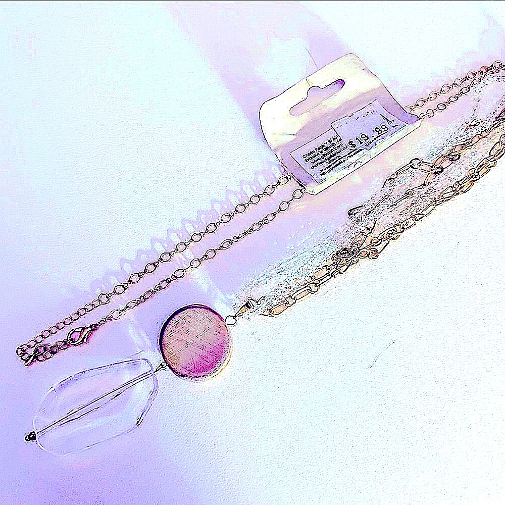 Necklace Charlie Page NWT Crystal gold pendant, chain